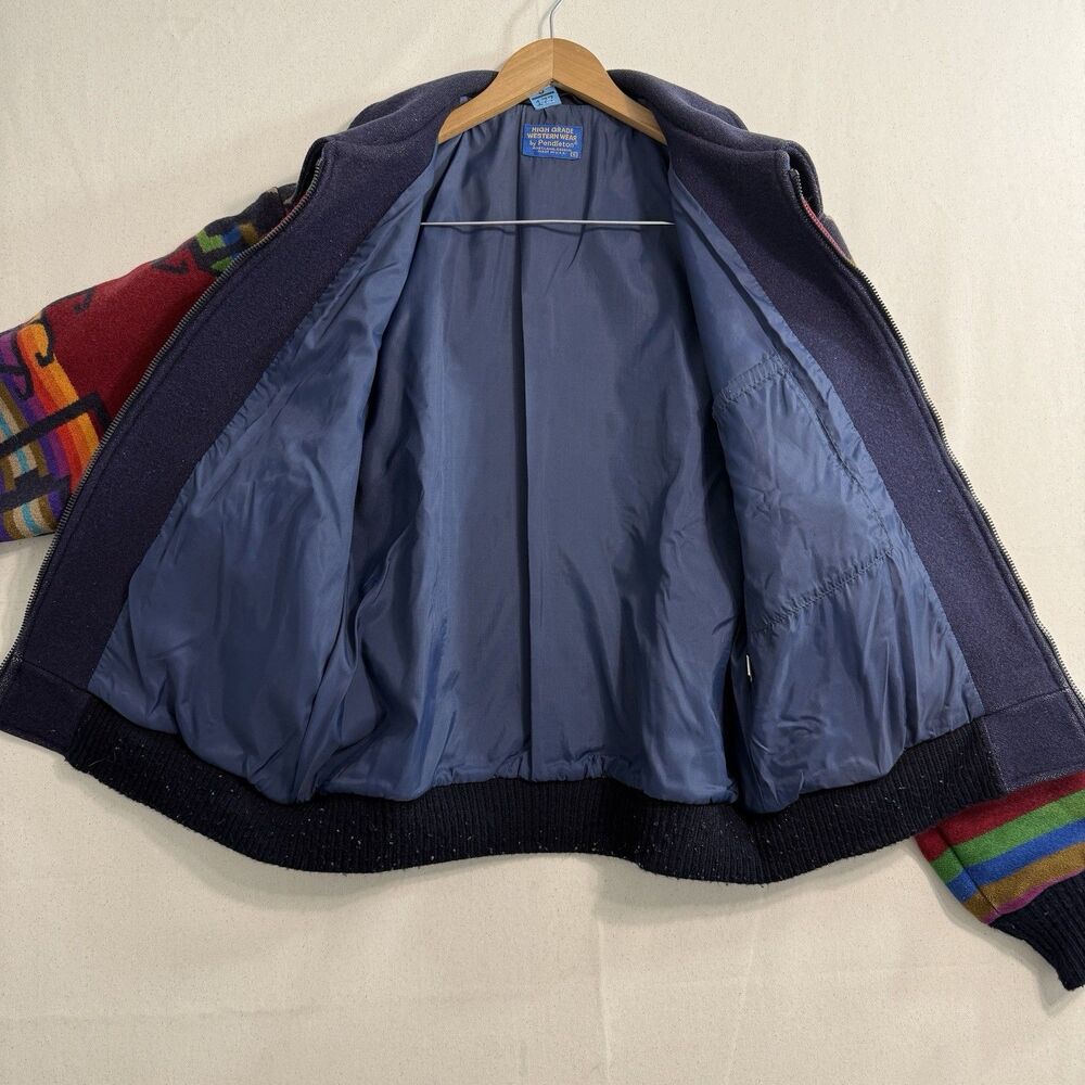 Vtg PENDLETON High Grade Western Southwestern Indian Blanket Coat Aztec Jacket M - Picture 5 of 13